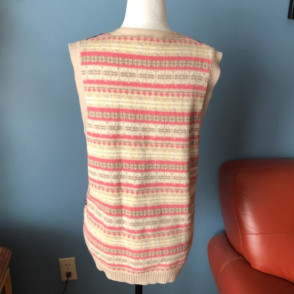 Vintage Northern Reflection boho cream and pastel button up cottagecore vest EUC - Picture 5 of 6